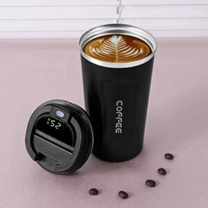 aisbr portable coffee mug, 304 double-layer stainless steel with lid, for car, tabletop, hand-held drink cup, anti-scalding heat preservation 17 oz