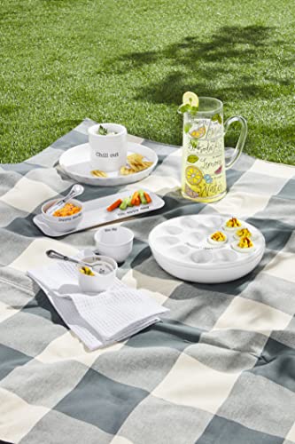 Mud Pie Outdoor Tray and Dip Set, Tray 5" X 13" | Cup 2" X 4" Dia | Spreader 6"