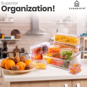 CLEARISTO 10 Pack Fridge Organizer - Stackable Refrigerator Organizer Bins with Lids - BPA-Free Fridge Organizers and Storage - Clear Fridge Storage Containers for Produce, Fruit, Vegetable