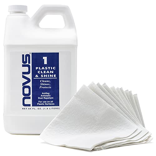 NOVUS Plastic Polish with 10ct Polish Mates Pack | Plastic Clean & Shine #1 | 64 Ounce Refill Jug