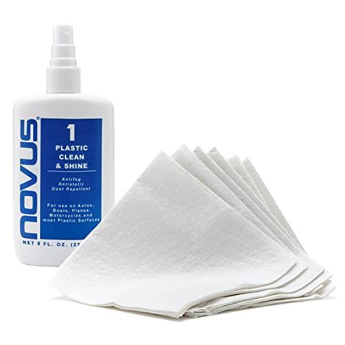 NOVUS Plastic Polish with 6ct Polish Mates Pack | Plastic Clean & Shine #1 | 8 Ounce Bottle