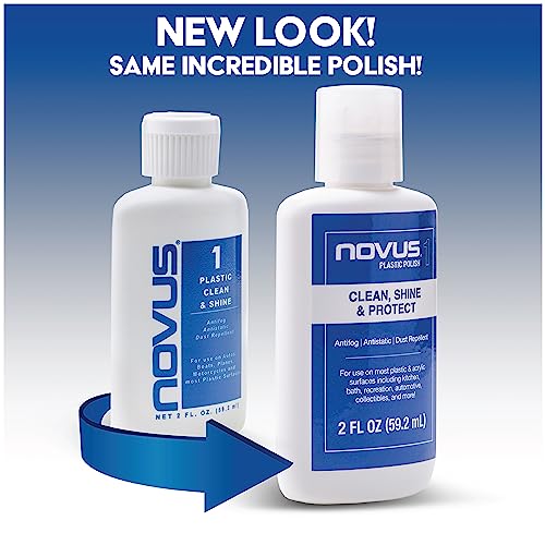 NOVUS Plastic Polish with 6ct Polish Mates Pack | Plastic Clean & Shine #1 | 8 Ounce Bottle