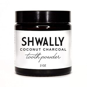 shwally magical tooth powder w/hydroxyapatite & fluoride free amish eggshell + coconut charcoal & peppermint crystals - 100% fluoride free remineralizing, whitening & polishing 200+ brushings (2 oz)