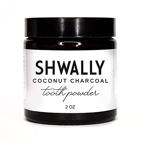 Shwally Magical Tooth Powder W/Hydroxyapatite & Fluoride Free Amish Eggshell + Coconut Charcoal & Peppermint Crystals - 100% Fluoride Free ReMineralizing, Whitening & Polishing 200+ Brushings (2 oz)