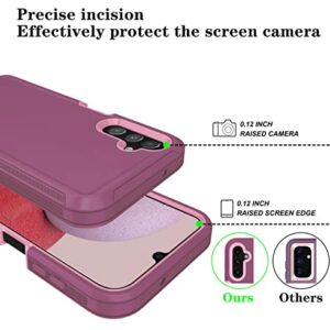 ONOLA Phone Case Compatible with Samsung Galaxy A14 5G with HD Screen Protector (2 Pack), Durable Shockproof 3-Layer Cover (WineRed Pink)