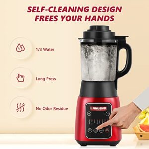 LANUEVA 8 In 1 Professional Countertop Cooking Blender, 59 oz Hot and Cold Blender with Self-Cleaning for Shake, Smoothies, Crushing Ice, Soup, Soy Milk, 8 Leaf SUS Blades Red Blender(Recipe Included), 110V