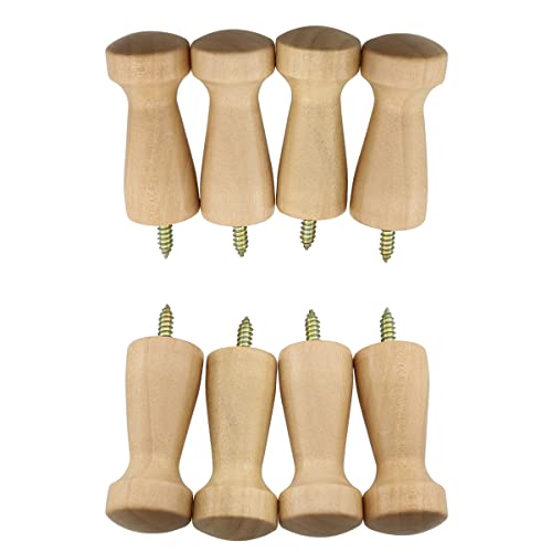 ZCZQC 8pcs Screw-on Coat Hanging Hook Wooden Coat Hooks Shaker Pegs Towel Hook Clothes Hanger Hooks 21x48mm with M4 Screws for Hanging Clothes Hats Towel etc