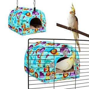 gneora winter warm bird bed for cage, 2 in 1 waterproof parakeet bird fluffy parakeet nest，hammock bird bed for parakeets african grey cockatoos cockatiels lovebird l