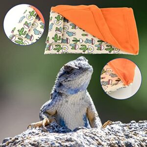 Bearded Dragon Bed with Pillow Lizard Sleeping Bag Blanket Soft Warm Hideout Terrariums Accessories for Reptile Lizard Bearded Dragon (Orange)