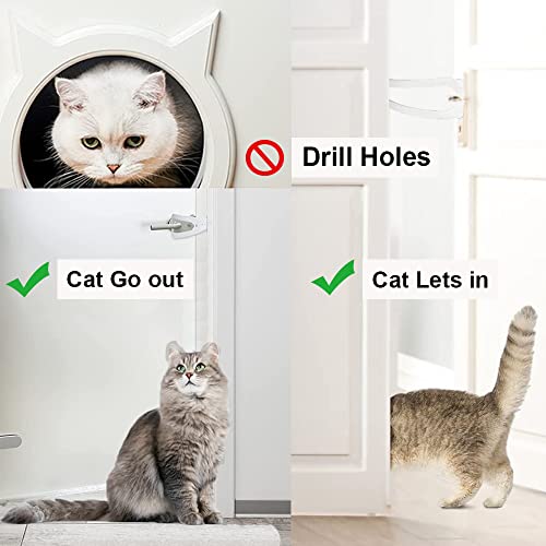 Cat Door Holder Latch, 2PCS Adjustable Door Latch Pet Doors for Cats, Alternative Installs Fast Latch Strap Let's Cats in and Keeps Dogs Out of Litter & Food, No Need for Baby Gate and Pet Door