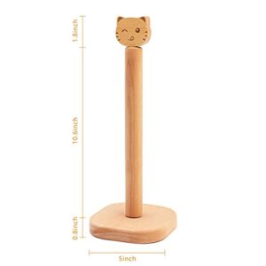 Large Cat Paper Towel Holder,Wooden Kitchen Roll Stand Organizer Paper Hanger Rack Bathroom Towel Roll Stand Organizer Simply Standing Countertop Wooden Paper Roll Holder for Cabinet,Table