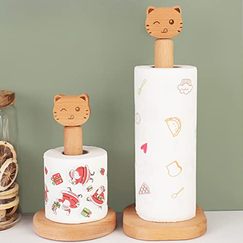 Large Cat Paper Towel Holder,Wooden Kitchen Roll Stand Organizer Paper Hanger Rack Bathroom Towel Roll Stand Organizer Simply Standing Countertop Wooden Paper Roll Holder for Cabinet,Table