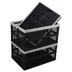kekow 3-pack black plastic collapsible storage basket, 42 l folding crates storage