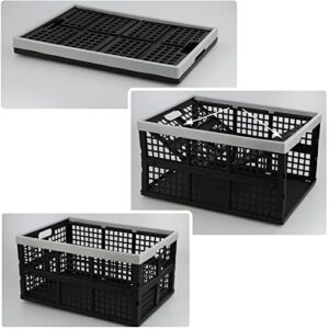 Kekow 3-Pack Black Plastic Collapsible Storage Basket, 42 L Folding Crates Storage