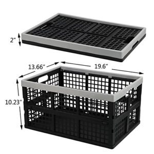 Kekow 3-Pack Black Plastic Collapsible Storage Basket, 42 L Folding Crates Storage