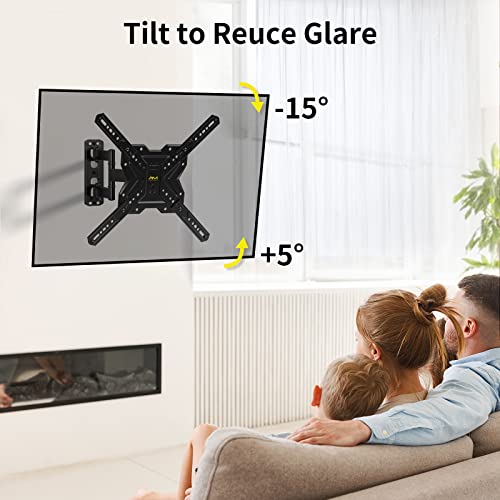 TV Wall Mount for Most 26-60 inch Flat/Curved TVs up to 77lbs, Full Motion Wall Mount TV Braket with Articulating arm Swivel Tilt Extension, Single Stud Corner TV Monitor Mount Max VESA 400x400mm