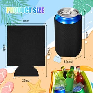 200 Pcs Blank Beer Can Cooler Sleeves Bulk Can Sleeve Beer Drink Sleeve Insulator Sleeve Soft Insulated Reusable Beer Can Coolers for Soda Beer Wedding Party Favors Supplies (Black)