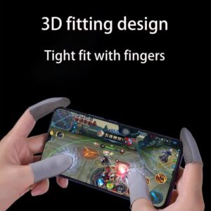 FEEUM Silver Cloth Gaming Finger Sleeve Thumb Glove Protector,Pubg Controller Mobile Phone Freefire Gamer Grip Finger Tips Covers for Sweaty Hands (6 pcs)