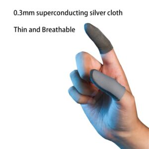 FEEUM Silver Cloth Gaming Finger Sleeve Thumb Glove Protector,Pubg Controller Mobile Phone Freefire Gamer Grip Finger Tips Covers for Sweaty Hands (6 pcs)