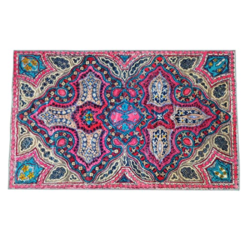 AMZALI Vintage Area Rug - 2x3 Oriental Medallion Distressed Boho Small Entryway Rug Doormat Non-Slip Washable Throw Rug Indoor Floor Carpet for Living Room Bathroom Kitchen Doormat