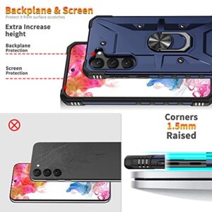 Vecomelo for Samsung Galaxy S23 Case with HD Screen Protector, [Military Grade] 16ft. Drop Tested Cover with Magnetic Kickstand Car Mount Protective Case for Samsung S23 5G, Blue