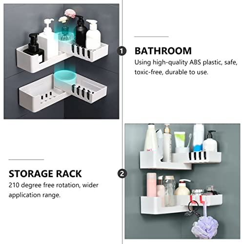 Alipis 1pc Bathroom Dorm Holder Toilet Punch Shampoo White Self Kitchen Wall-mounted Racks Adhesive Hooks Storage Shower Rack Corner Rotary Creative with Shelf Caddy Organizer