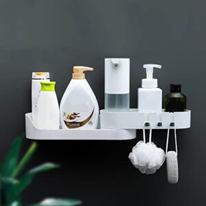 Alipis 1pc Bathroom Dorm Holder Toilet Punch Shampoo White Self Kitchen Wall-mounted Racks Adhesive Hooks Storage Shower Rack Corner Rotary Creative with Shelf Caddy Organizer