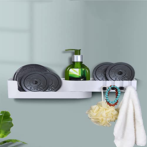 Alipis 1pc Bathroom Dorm Holder Toilet Punch Shampoo White Self Kitchen Wall-mounted Racks Adhesive Hooks Storage Shower Rack Corner Rotary Creative with Shelf Caddy Organizer