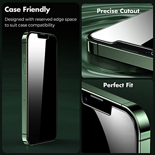 UNBREAKcable Privacy Screen Protector for iPhone 13 Pro Max, Shatterproof Tempered Glass [True 28°Anti Spy] [9H Hardness] [Easy Installation Frame] Private Protector for iPhone 14 Plus 6.7" -2 Pack