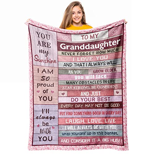 Loxezom Granddaughter Gifts from Grandma Grandpa, Gifts for Granddaughter, Granddaughter Gift Ideas, to My Granddaughter Christmas Graduation Birthday Valentine’s Day Gift Throw Blanket 60" x 50"