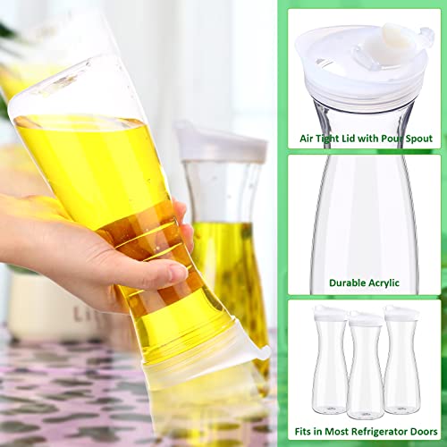 12 Pieces Water Carafes with Lid 20 oz Plastic Juice Container Pitcher Clear Narrow Neck Drink Carafes Mimosa Bar Beverage Pitcher for Outdoors Beach Picnic Parties Tea Milk Lemonade Wine