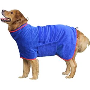 hhimyoct dog drying coat - fast drying dog towel robe - microfiber dog drying bag super absorbent pet bathrobe, adjustable collar & belly strap fast drying coat pet dog cat bath robe towel