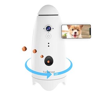 Tusueygt Dog Camera,180°View Pet Treat Tossing,Dog Camera with Phone App,1080p Dog Camera with Treat Dispenser,2 Way Audio,Pet Monitoring Camera with Phone App,2.4G/5G WiFi,Android/iOS