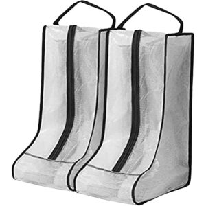 inoomp 2pcs storage bag clear boot storage bags shoe bags with zipper tall boots organizers protector bag reusable shoe storage pouches multi- storage bags for home and travel (clear)