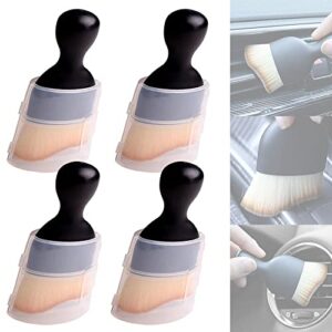 4 pcs car interior cleaning tool, soft bristles car detailing brush, auto interior cleaning brush dust collectors, curved design dust removal clean brush for dashboard, air conditioner vents (4 pcs)
