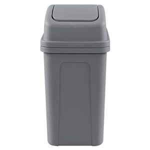 idotry plastic swing top trash can, small garbage bin with swing lid, 1.8 gallon, gray