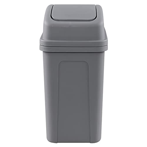 Idotry Plastic Swing Top Trash Can, Small Garbage Bin with Swing Lid, 1.8 Gallon, Gray