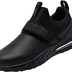 LARNMERN Non Slip Work Shoes for Men Kitchen Chef Slip Resistant Shoe Waterproof Food Service Restaurant Slip on Sneakers Walking and Casual Air Cushion Working Footwear(Black/10.5)