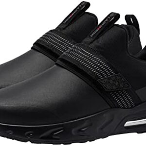 LARNMERN Non Slip Work Shoes for Men Kitchen Chef Slip Resistant Shoe Waterproof Food Service Restaurant Slip on Sneakers Walking and Casual Air Cushion Working Footwear(Black/10.5)