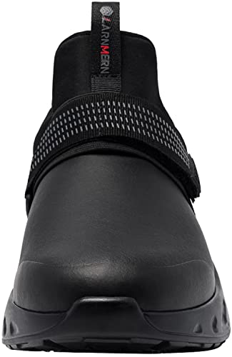 LARNMERN Non Slip Work Shoes for Men Kitchen Chef Slip Resistant Shoe Waterproof Food Service Restaurant Slip on Sneakers Walking and Casual Air Cushion Working Footwear(Black/10.5)