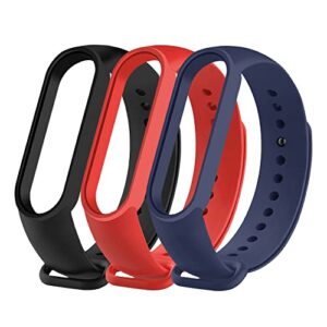 sportimes suitable for mi band 5&6, 3 pieces soft silica gel to replace the watchband, adjustable replacement sports strap.