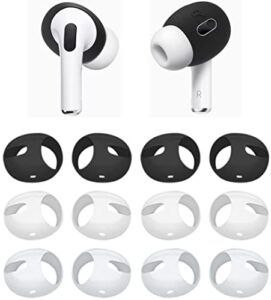 alxcd fit in case eartips compatible with airpods pro 2 earbuds 2nd generation 2022, anti slip silicone earbuds covers ear tips, compatible with airpods pro 2, 6 pairs black white clear