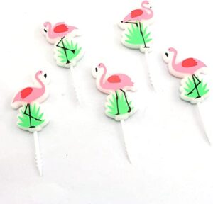 jcbiz 5pcs birthday cake candles flamingo pattern 25x25mm creative candles for party supplies, cake decoration