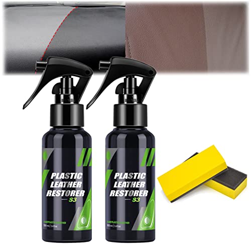 MUUNY Leather & Plastic Restorer, Shinex S3 Leather and Plastic Restorer, Plastic Restorer, Plastic Leather Restorer Spray, Professional Grade Detailer That Cleans, Shines (2pcs)