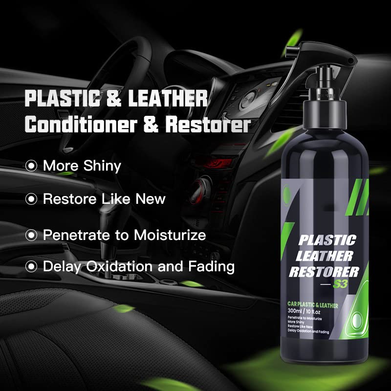 MUUNY Leather & Plastic Restorer, Shinex S3 Leather and Plastic Restorer, Plastic Restorer, Plastic Leather Restorer Spray, Professional Grade Detailer That Cleans, Shines (2pcs)