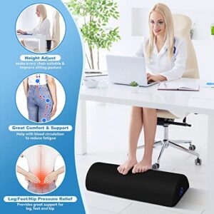 StepLively Foot Rest for Under Desk at Work-Ergonomic Design Foot Stool for Fatigue&Pain Relief with Memory Foam,Non Slip Bead,Washable Cover-Under Desk Footrest for Office,Home,Gaming(Black-Long)