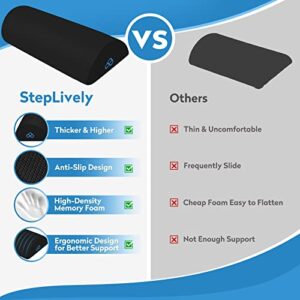 StepLively Foot Rest for Under Desk at Work-Ergonomic Design Foot Stool for Fatigue&Pain Relief with Memory Foam,Non Slip Bead,Washable Cover-Under Desk Footrest for Office,Home,Gaming(Black-Long)