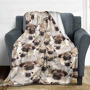 grjirac pug christmas throw blanket for home living room decor,soft warm blanket gifts for kids adults multicolor 50x60inch