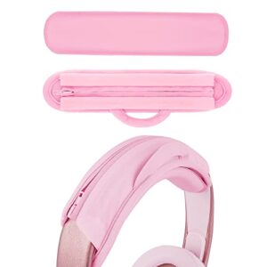 geekria nova hook and loop headband cover + headband pad set/headband protector with zipper/diy installation no tool needed, compatible with bose beats jbl sony hyperx headphones (pink)