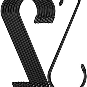 24 Pack 9 inch Extra Large Vinyl Coated S Hooks Black Heavy Duty Long S Hooks for Hanging Plant Extension Hooks for Kitchenware,Utensils,Pergola,Closet,Flower Basket,Garden,Patio,Indoor Outdoor Uses